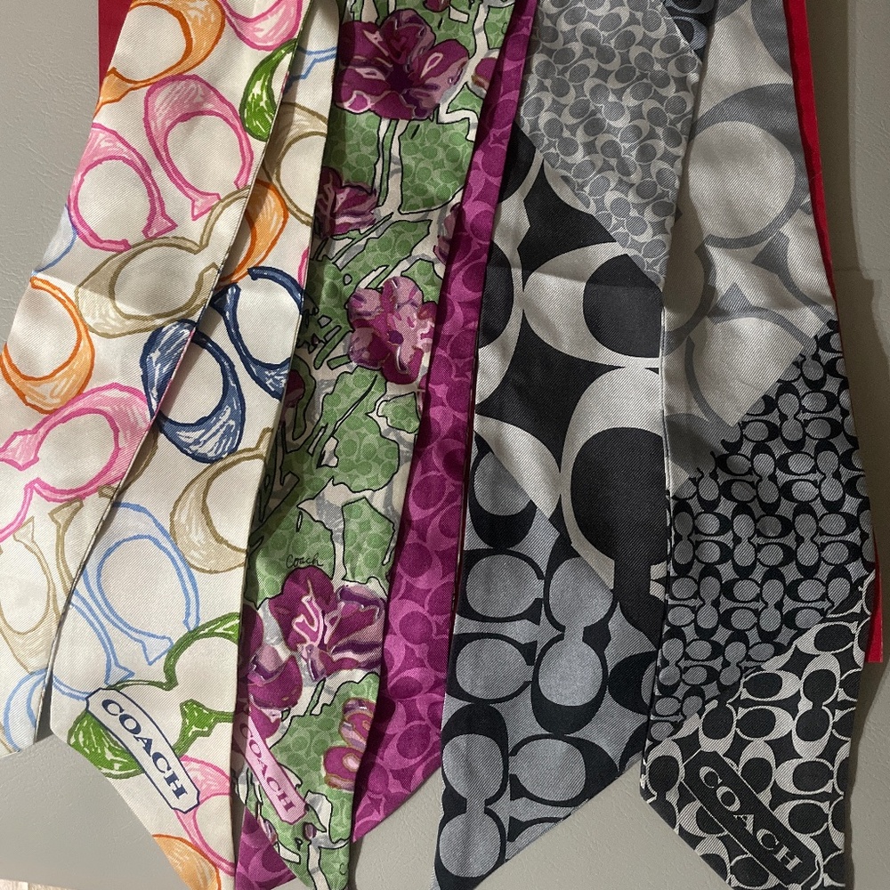 Coach 100% Silk Twilly Skinny Scarf Lot (3) size33x3